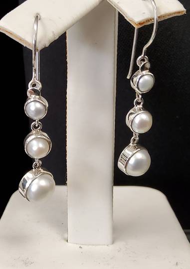 Pearl Triple Drop Earrings image 0